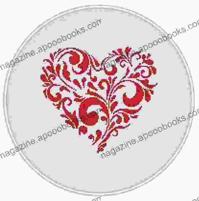 A Close Up Of The Valentine's Day Heart Cross Stitch Pattern, Showcasing Its Intricate Details And Vibrant Colors. Valentines Day Heart Cross Stitch Pattern: Whole And Half Cross Stitch And Backstitch Used