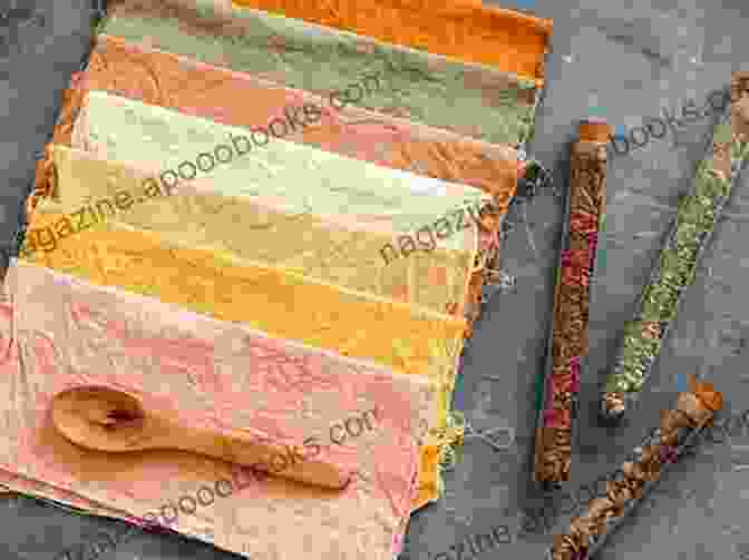 A Display Of Vibrantly Dyed Paper And Wood, Showcasing The Versatility Of Plant Based Dyes An To Plant Based Dyes