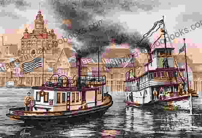 A Majestic Painting Depicting A Fleet Of Steamboats Navigating A Bustling Harbor, With Tall Masts And Billowing Smoke Forbidden Worlds #79: And On Steam Navigation With An Appendix Of Patents And Parliamentary Papers Connected With T