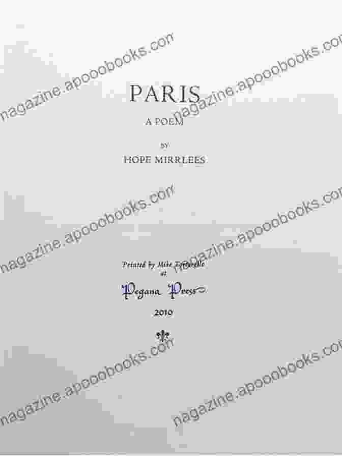 Paris Poem By Hope Mirrlees Book Cover Paris: A Poem Hope Mirrlees