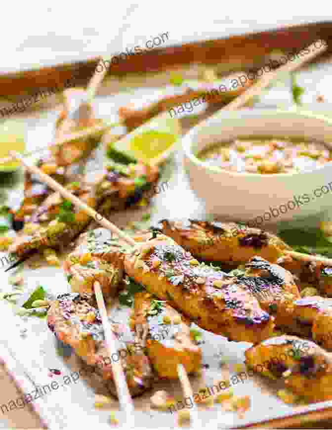 Skewers Of Grilled Satay With Peanut Sauce Flavors Of The Southeast Asian Grill: Classic Recipes For Seafood And Meats Cooked Over Charcoal A Cookbook