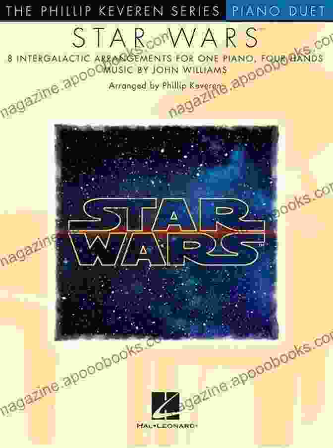 Star Wars Piano Duet By Phillip Keveren Book Cover, Featuring A Blue And White Background With Star Wars Characters And Musical Notes Star Wars Piano Duet: Phillip Keveren Piano Duet