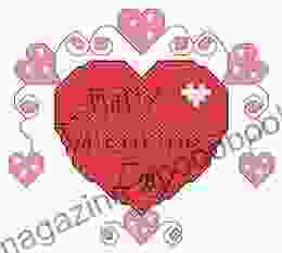 Valentines Day Heart Cross Stitch Pattern: Whole And Half Cross Stitch And Backstitch Used